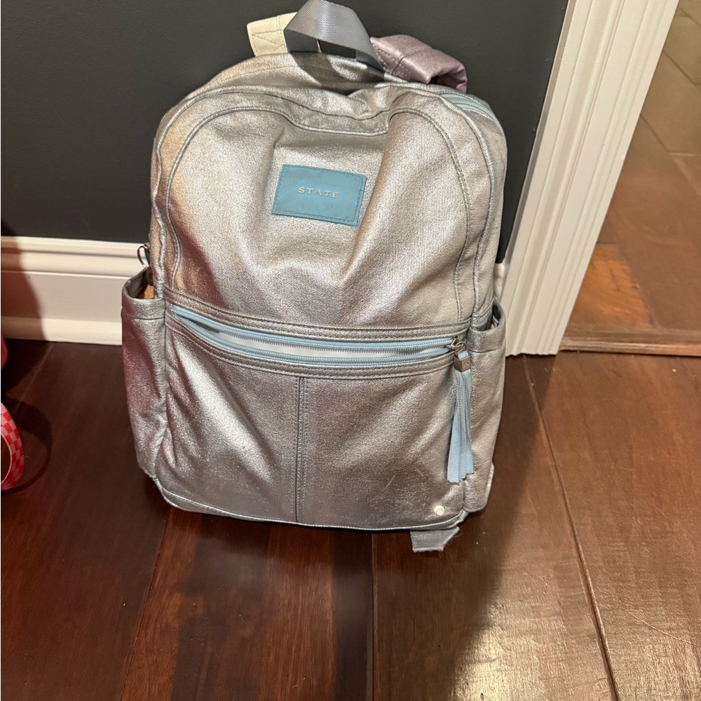 STATE Metallic Silver Backpack